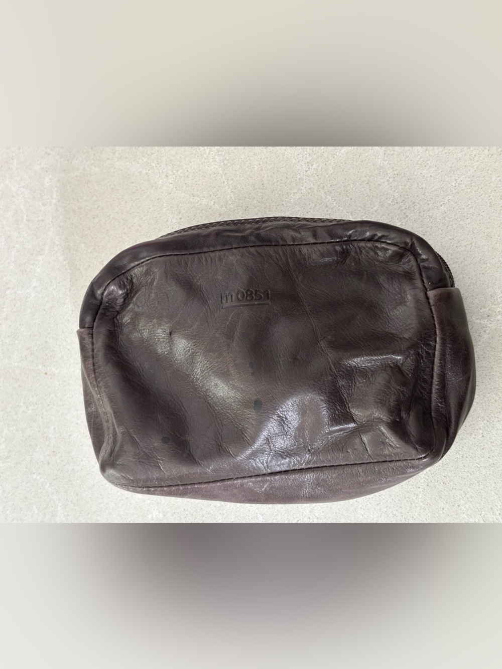 m0851 Montreal Soft Calfskin Leather Cosmetic Pouch Travel Wash Toiletry Bag 7"